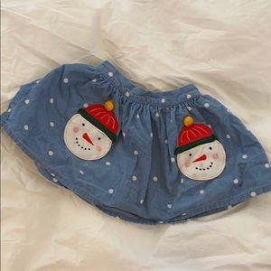 Mini Boden Corduroy Snowman applique skirt 2-3y